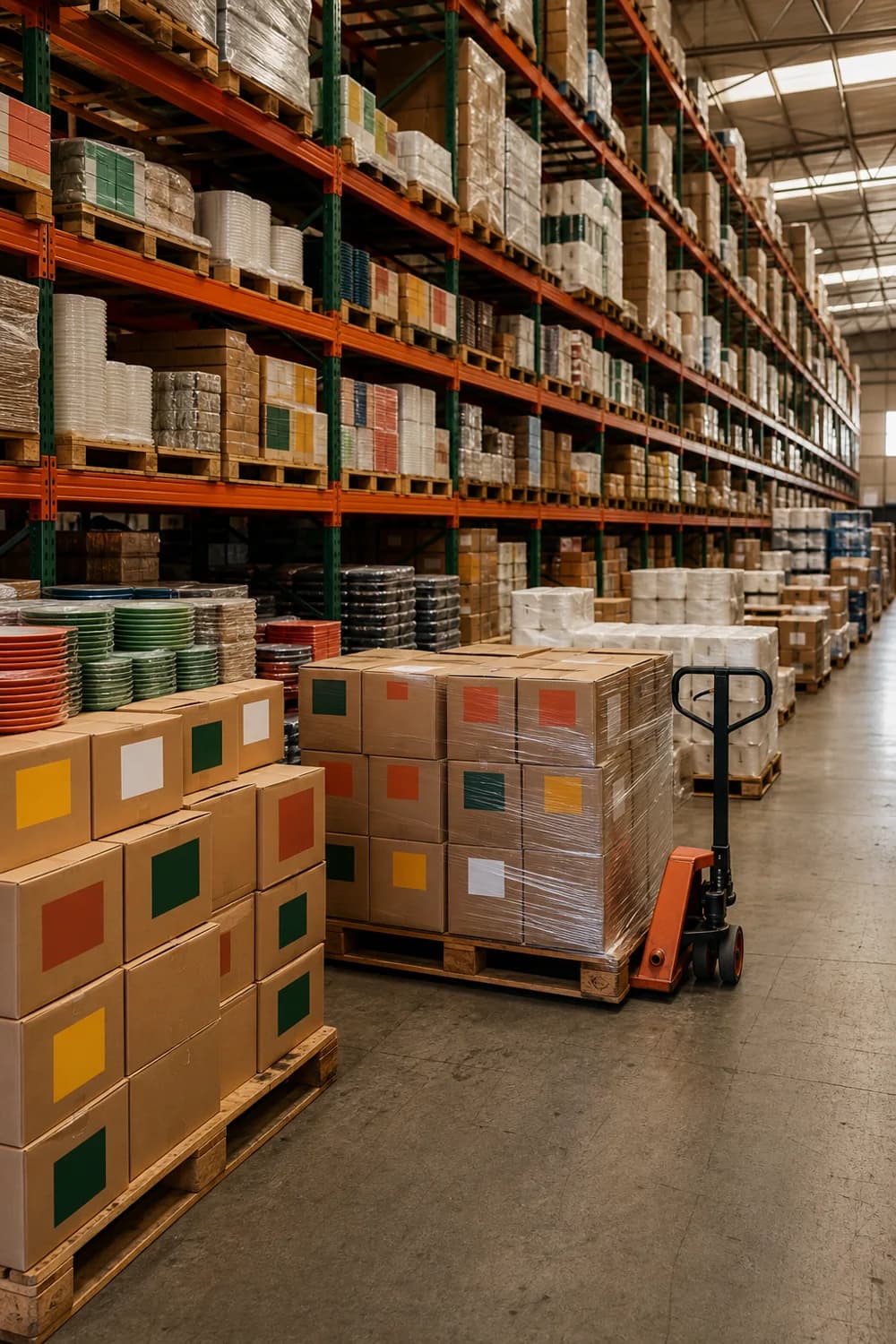 Depósito de un proveedor con pedidos listos para entregar